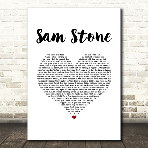 John Prine Sam Stone White Heart Song Lyric Art Print