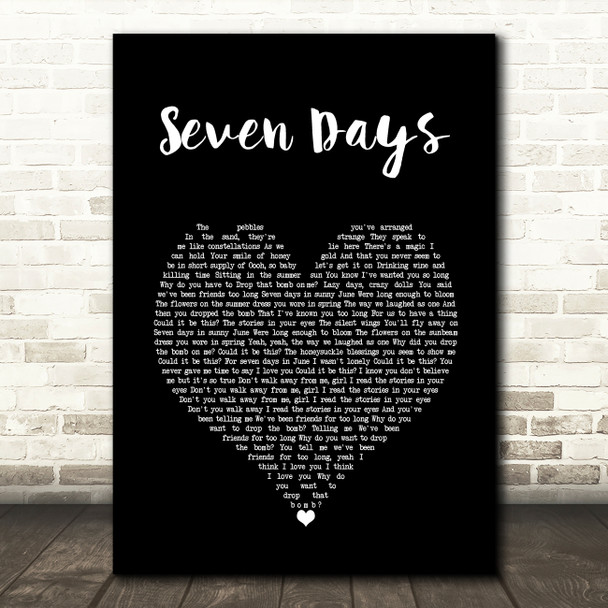 Jamiroquai Seven Days Black Heart Song Lyric Wall Art Print