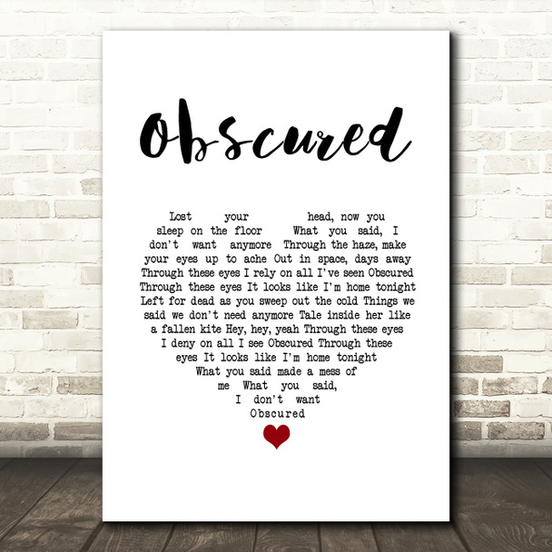 Smashing Pumpkins Obscured White Heart Song Lyric Art Print