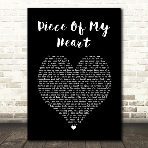 Janis Joplin Piece Of My Heart Black Heart Song Lyric Wall Art Print