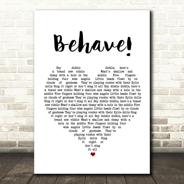 Chumbawamba Behave! White Heart Song Lyric Art Print