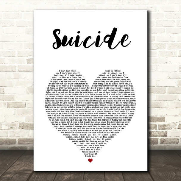 Jelly Roll Suicide White Heart Song Lyric Art Print