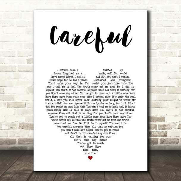 Paramore Careful White Heart Song Lyric Art Print