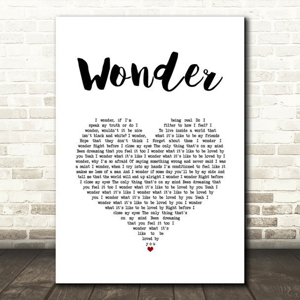Shawn Mendes Wonder White Heart Song Lyric Art Print