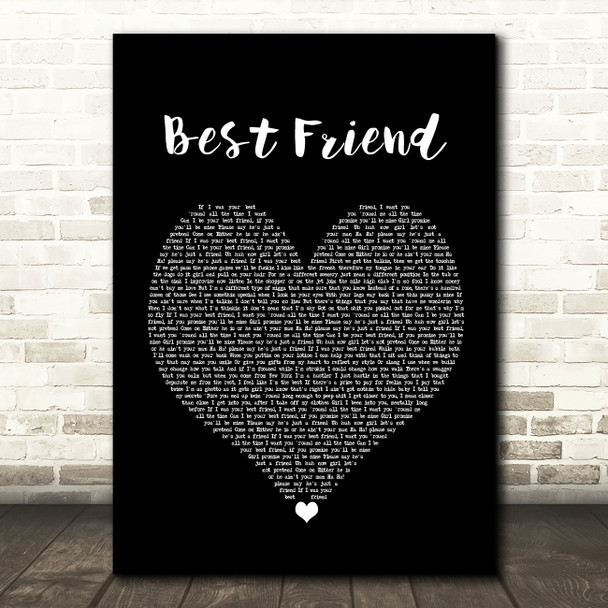 50 Cent Best Friend Black Heart Song Lyric Wall Art Print