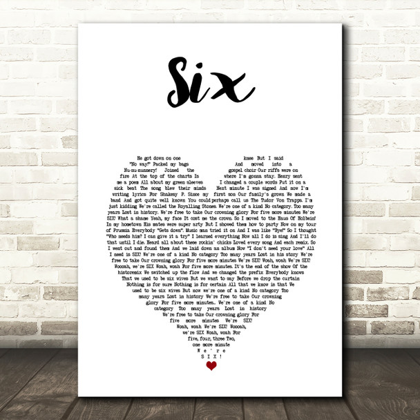 Six The Musical Six White Heart Song Lyric Art Print