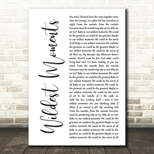 Jessie Ware Wildest Moments White Script Song Lyric Art Print