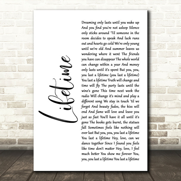 Emeli Sandé Lifetime White Script Song Lyric Art Print