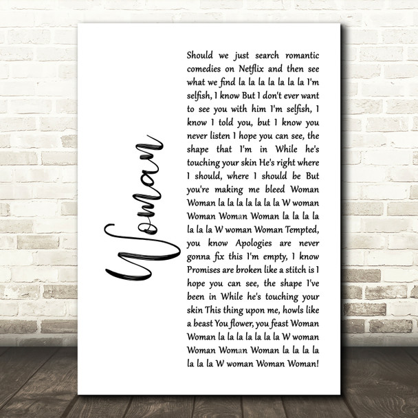 Harry Styles Woman White Script Song Lyric Art Print