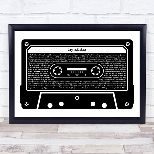 Run-D.M.C. My Adidas Black & White Music Cassette Tape Decorative Gift Song Lyric Print