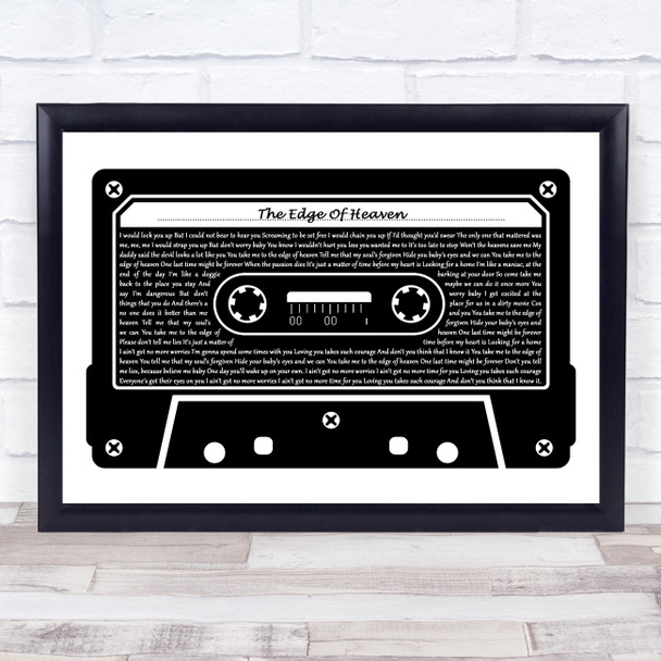 Wham! The Edge Of Heaven Black & White Music Cassette Tape Wall Art Song Lyric Print