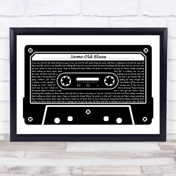 Phantogram Same Old Blues Black & White Music Cassette Tape Song Lyric Print