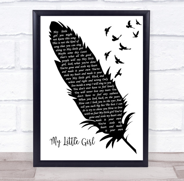 Jack Johnson My Little Girl Black & White Feather & Birds Decorative Gift Song Lyric Print