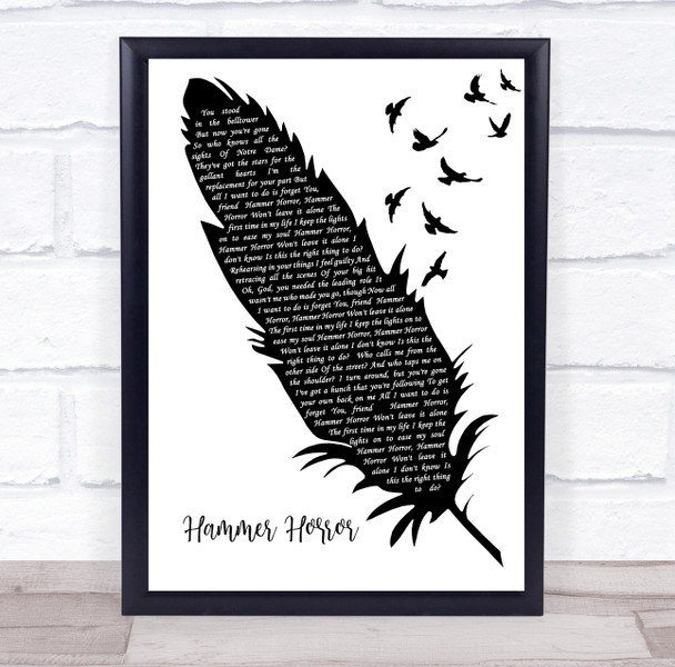Kate Bush Hammer Horror Black & White Feather & Birds Decorative Gift Song Lyric Print