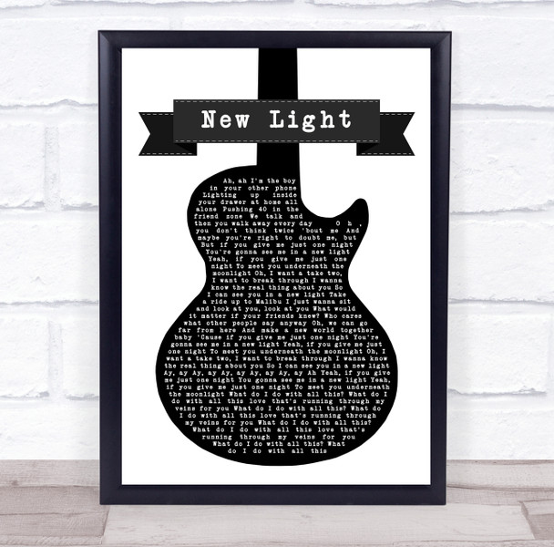 John Mayer New Light Black & White Guitar Decorative Wall Art Gift Song Lyric Print