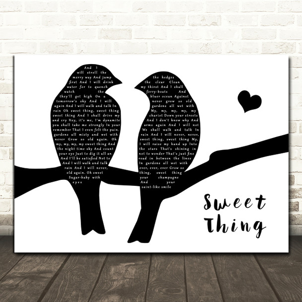 Van Morrison Sweet Thing Lovebirds Black & White Decorative Wall Art Gift Song Lyric Print