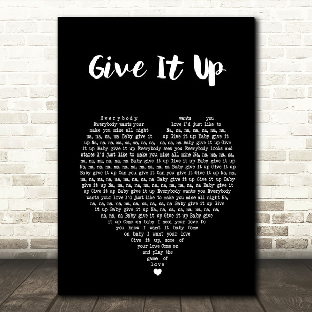 KC And The Sunshine Band Give It Up Black Heart Song Lyric Wall Art Print