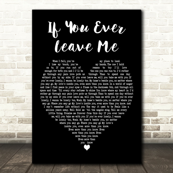 Barbra Streisand feat. Vince Gill If You Ever Leave Me Black Heart Wall Art Gift Song Lyric Print