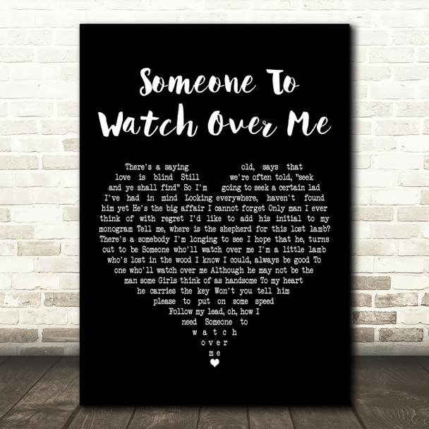 Ella Fitzgerald Someone To Watch Over Me Black Heart Decorative Wall Art Gift Song Lyric Print