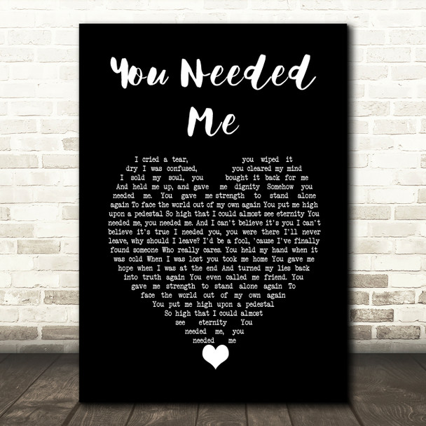 Kenny Rogers & Dottie West You Needed Me Black Heart Decorative Wall Art Gift Song Lyric Print
