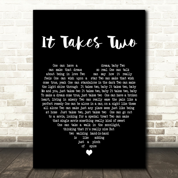 Marvin Gaye and Kim Weston It Takes Two Black Heart Decorative Wall Art Gift Song Lyric Print