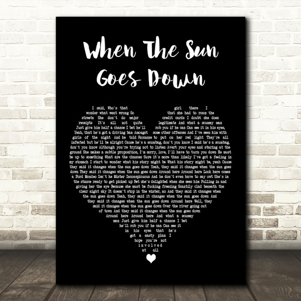 Arctic Monkeys When The Sun Goes Down Black Heart Decorative Wall Art Gift Song Lyric Print