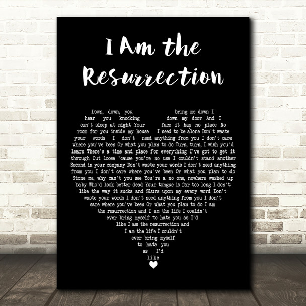 The Stone Roses I Am the Resurrection Black Heart Decorative Wall Art Gift Song Lyric Print