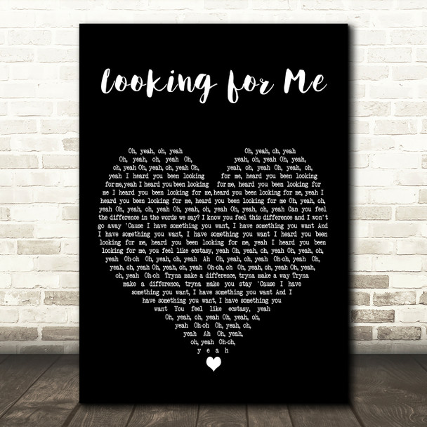 Paul Woolford & Diplo Looking For Me Black Heart Decorative Wall Art Gift Song Lyric Print