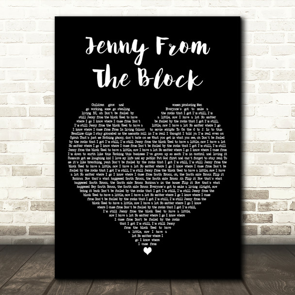 Jennifer Lopez Jenny from the Block Black Heart Decorative Wall Art Gift Song Lyric Print