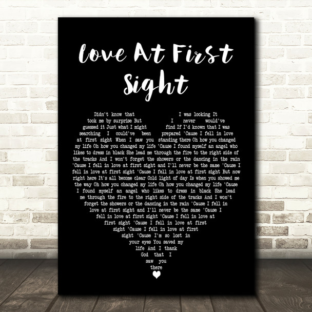 Jordan Mackampa Love At First Sight Black Heart Decorative Wall Art Gift Song Lyric Print