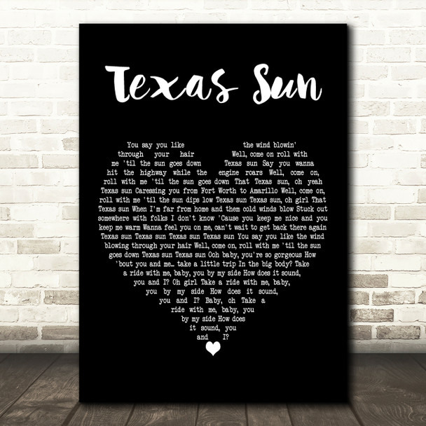 Khruangbin & Leon Bridges Texas Sun Black Heart Decorative Wall Art Gift Song Lyric Print