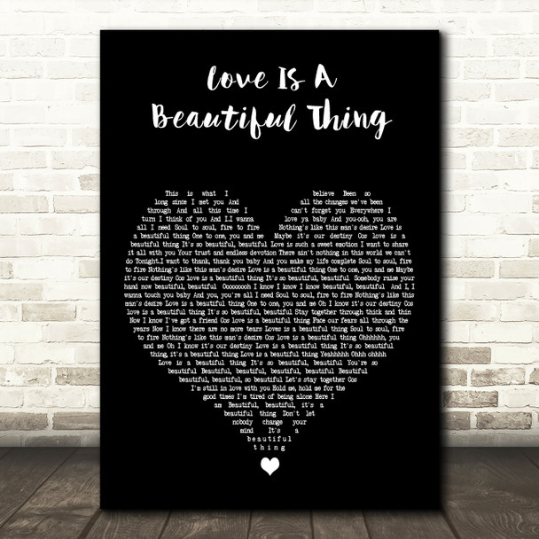 Al Green Love Is A Beautiful Thing Black Heart Decorative Wall Art Gift Song Lyric Print