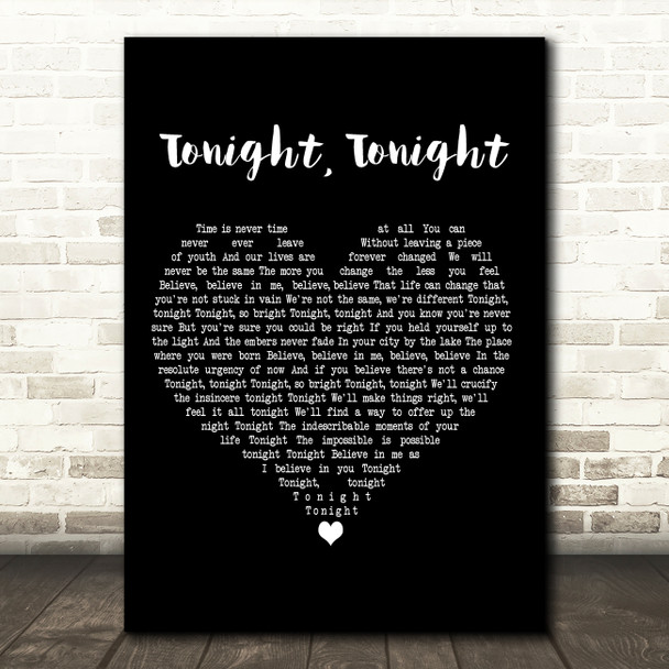 Smashing Pumpkins Tonight, Tonight Black Heart Decorative Wall Art Gift Song Lyric Print