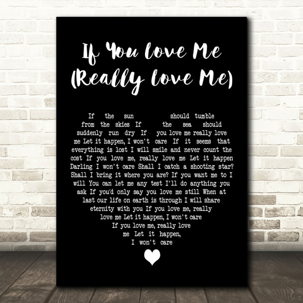 Brenda Lee If You Love Me (Really Love Me) Black Heart Decorative Gift Song Lyric Print