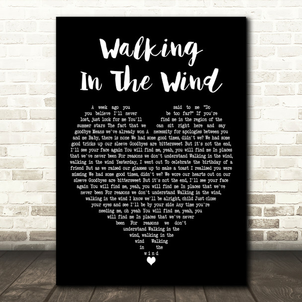 One Direction Walking In The Wind Black Heart Decorative Wall Art Gift Song Lyric Print
