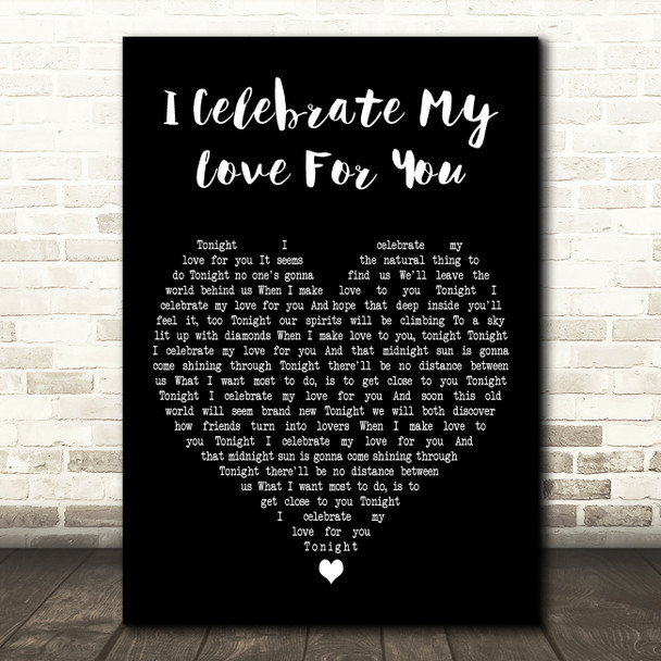 Roberta Flack And Peado Bryson I Celebrate My Love For You Black Heart Song Lyric Print