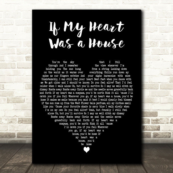 Owl City If My Heart Was a House Black Heart Decorative Wall Art Gift Song Lyric Print