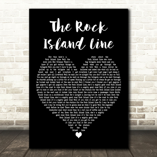 Johnny Cash The Rock Island Line Black Heart Decorative Wall Art Gift Song Lyric Print