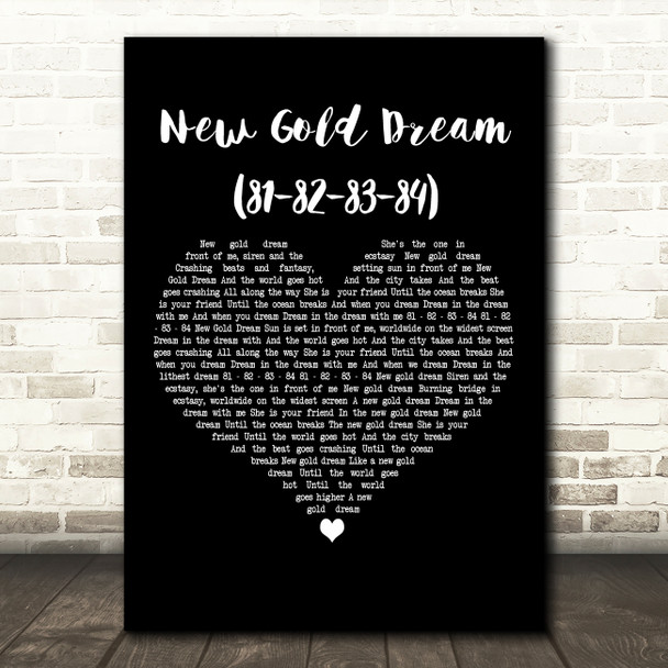 Simple Minds New Gold Dream (81-82-83-84) Black Heart Decorative Gift Song Lyric Print