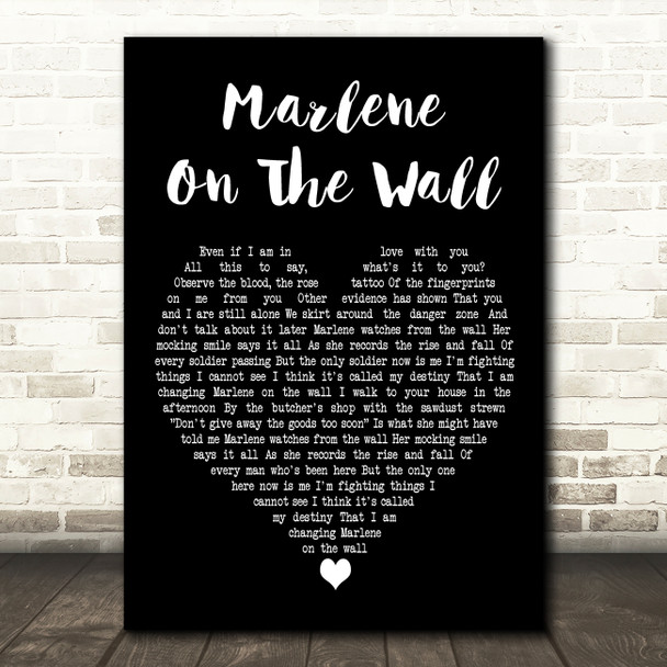 Suzanne Vega Marlene on the Wall Black Heart Decorative Wall Art Gift Song Lyric Print