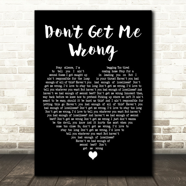 Lewis Capaldi Don't Get Me Wrong Black Heart Decorative Wall Art Gift Song Lyric Print