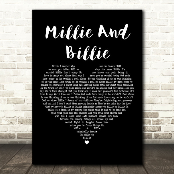 Alice Cooper Millie And Billie Black Heart Decorative Wall Art Gift Song Lyric Print