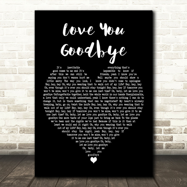 One Direction Love You Goodbye Black Heart Decorative Wall Art Gift Song Lyric Print