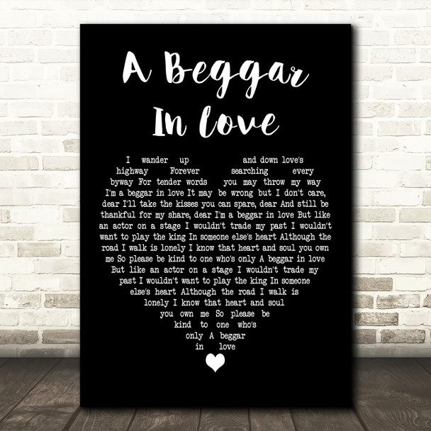 Guy Mitchell A Beggar In Love Black Heart Decorative Wall Art Gift Song Lyric Print