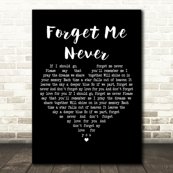 Elvis Presley Forget Me Never Black Heart Decorative Wall Art Gift Song Lyric Print