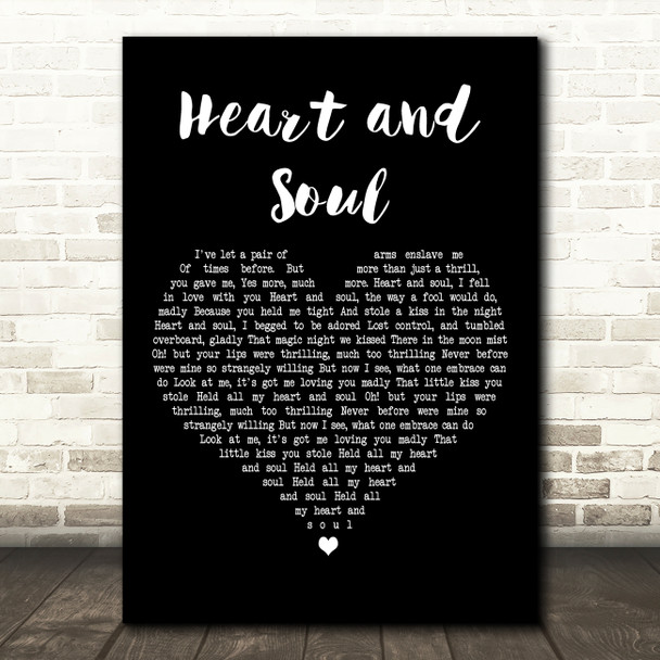 Crystal Gayle Heart and Soul Black Heart Decorative Wall Art Gift Song Lyric Print