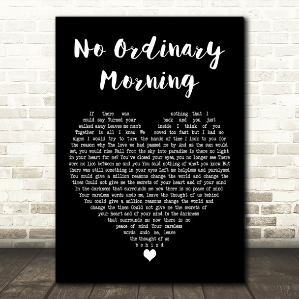 Chicane No Ordinary Morning Black Heart Decorative Wall Art Gift Song Lyric Print