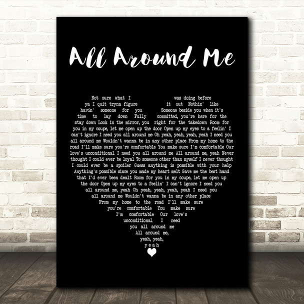Justin Bieber All Around Me Black Heart Decorative Wall Art Gift Song Lyric Print