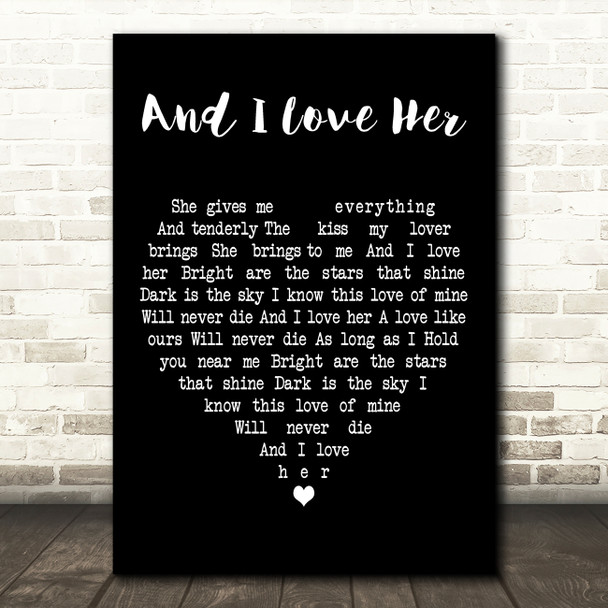 Kurt Cobain And I Love Her Black Heart Decorative Wall Art Gift Song Lyric Print