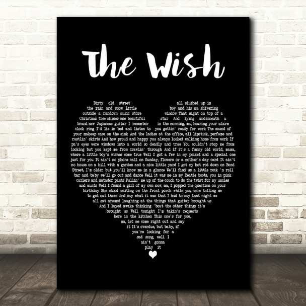 Bruce Springsteen The Wish Black Heart Decorative Wall Art Gift Song Lyric Print